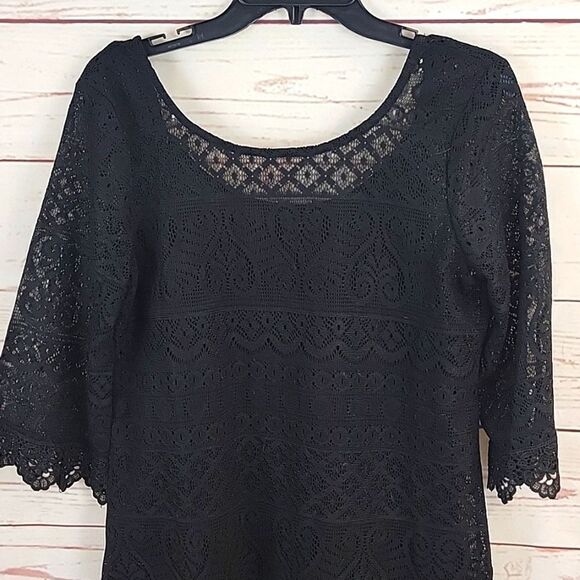 H&M-Divide,  Black Lace Overlay Shift Dress Size S - Picture 3 of 6